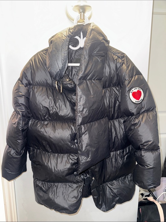 ermanno Jackets & Blazers - Ermanno Scervino Black Kids Puffer Coat with Heart Patch